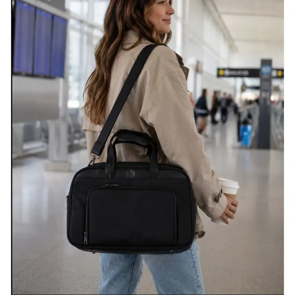 Nomad Lane Bento Bag Black Travel Carry On Laptop Briefcase NWT WITH EXTRAS